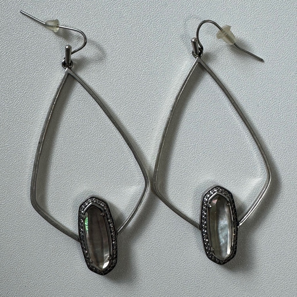 Kendra Scott Silver Black MOP Arianna Earrings